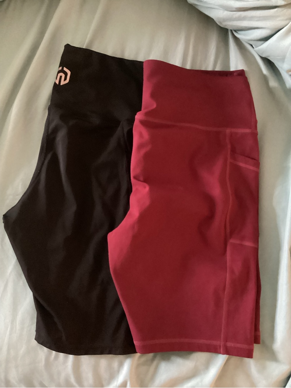 Amazon Women's Athletic Shorts - Black and Burgundy